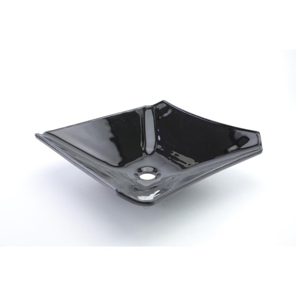Encontraproduto.com.br - Cuba De Vidro Quadrada 34cm Preta Construmarcas