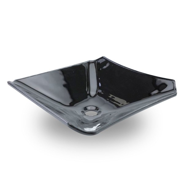 Encontraproduto.com.br - Cuba De Vidro Quadrada 34cm Preta Construmarcas