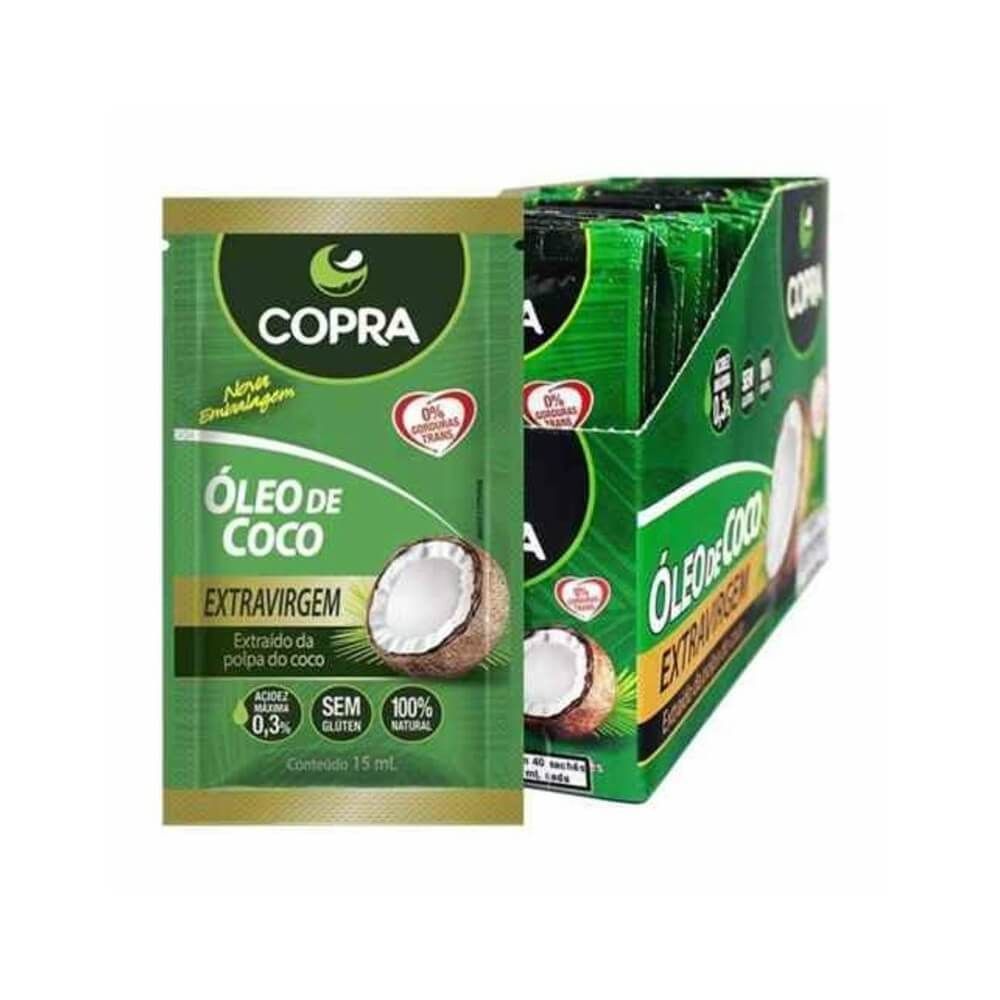Encontraproduto.com.br - Óleo De Coco Extra Virgem Polpa Sachê 15ml Caixa 40un Copra