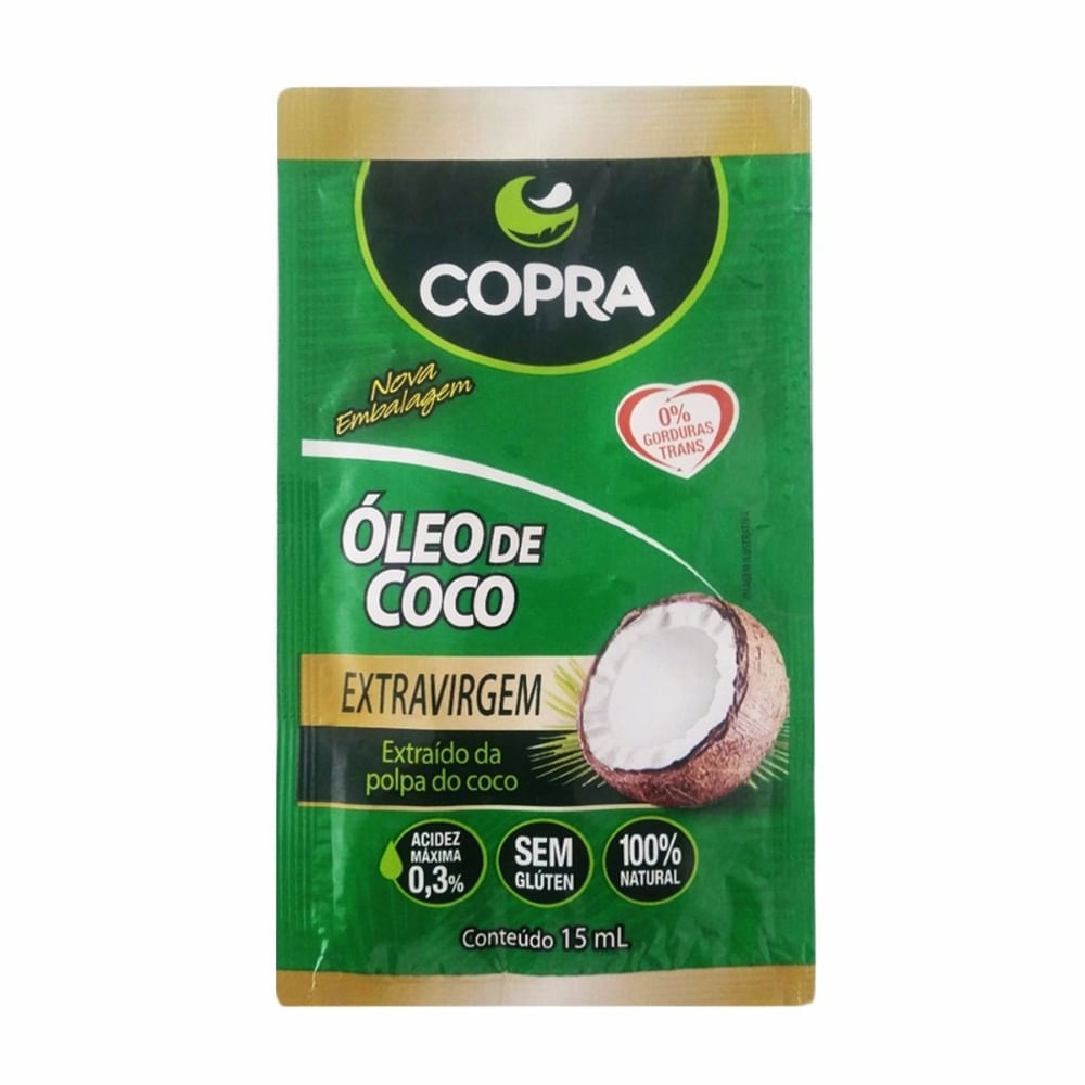Encontraproduto.com.br - Óleo De Coco Extra Virgem Polpa Sachê 15ml Caixa 40un Copra