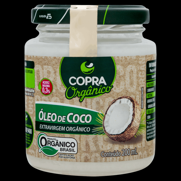 Óleo de Coco Extra Virgem Orgânico Copra Vidro 200ml