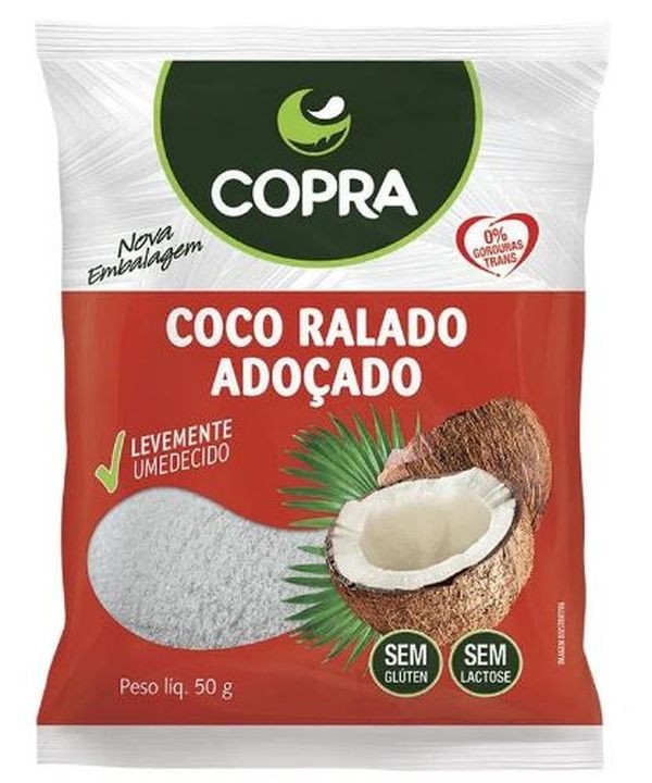 Encontraproduto.com.br - Coco Ralado Orgânico COPRA Adoçado Pacote 50g