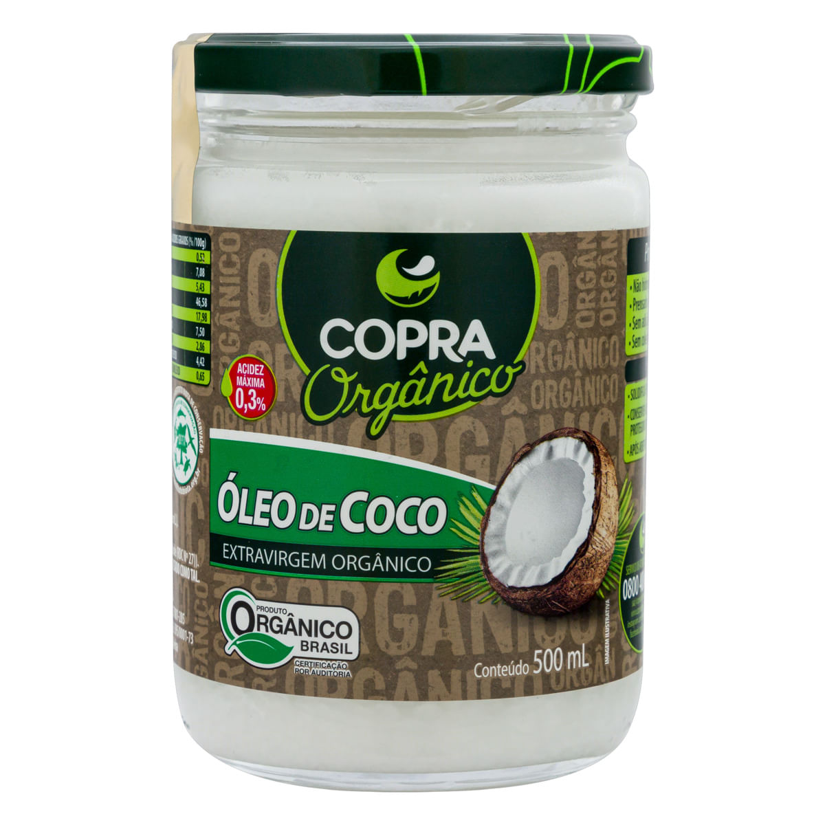 Encontraproduto.com.br - Óleo de Coco Orgânico Extravirgem 500ml - Copra