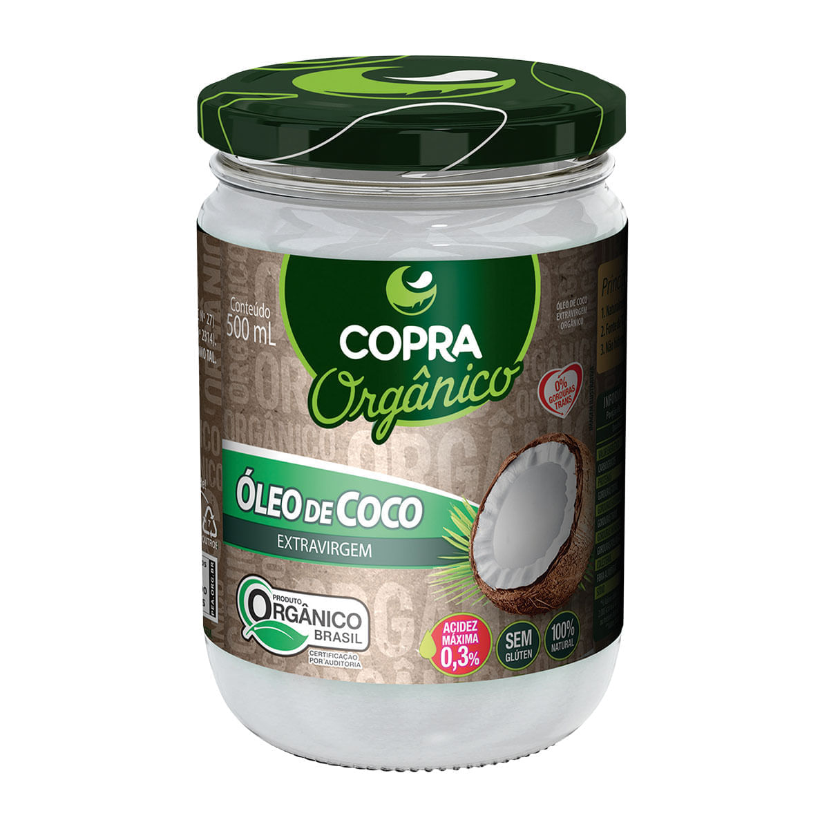 Encontraproduto.com.br - Óleo de Coco Orgânico Extravirgem 500ml - Copra