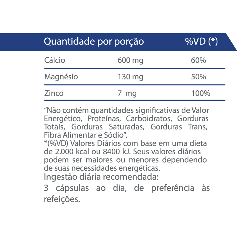 Cálcio, Magnésio c/ Zinco 120 Cápsulas - Vitaminlife