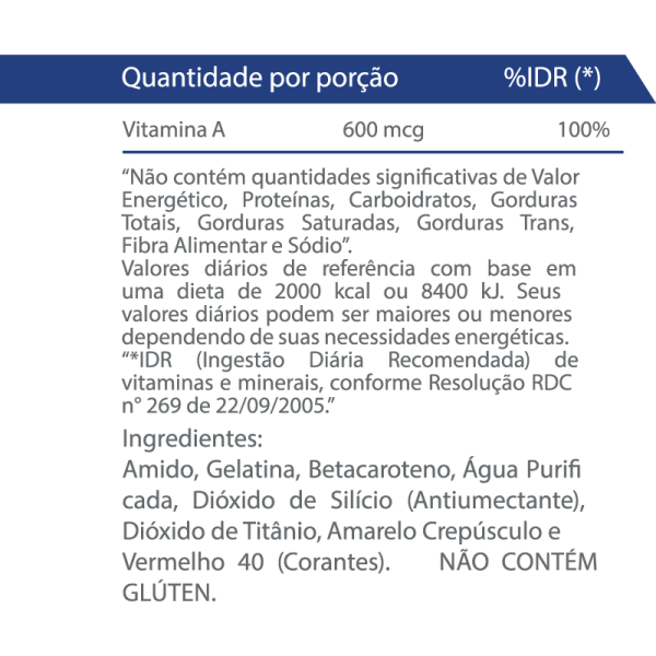 Encontraproduto.com.br - Beta Caroteno (6000UI) 60 Cápsulas - Vitaminlife