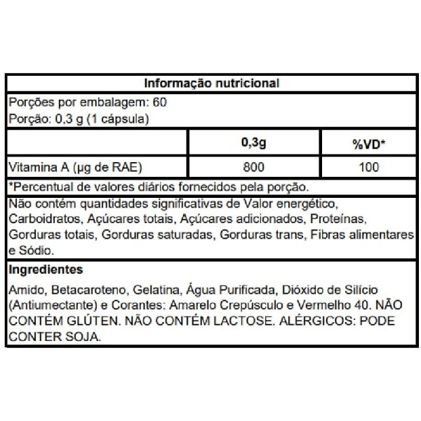 Encontraproduto.com.br - Beta Caroteno (6000UI) 60 Cápsulas - Vitaminlife