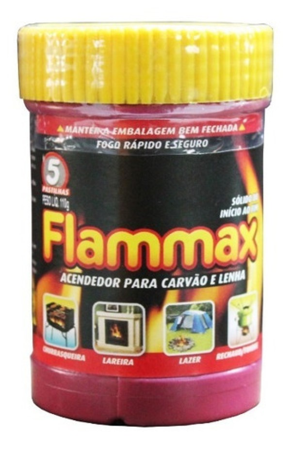 Acendedor Para Carvão E Lenha Flammax Com 5 Unidades Frasco