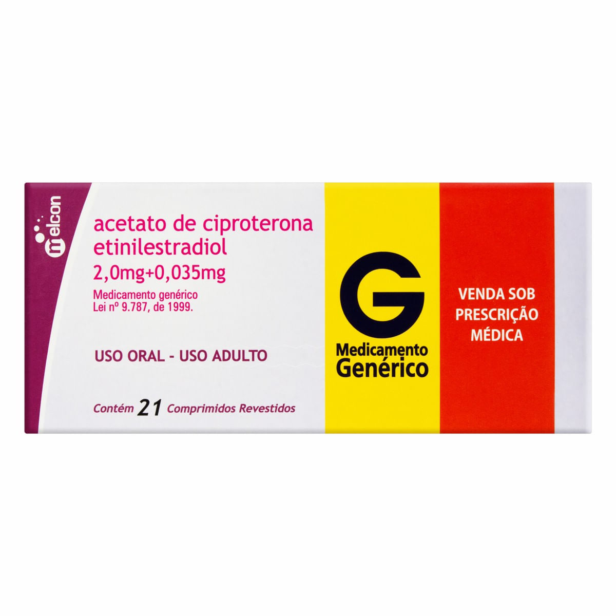 Encontraproduto.com.br - Acetato de Ciproterona + Etinilestradiol 2MG + 0.035MG Comprimido revestido - Caixa com 21 Comprimidos