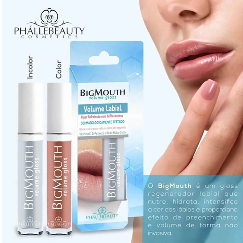 Encontraproduto.com.br - Phállebeauty Big Mouth - Gloss Labial Hidrata e Aumenta o Volume com Brilho Pink Glow 4ml