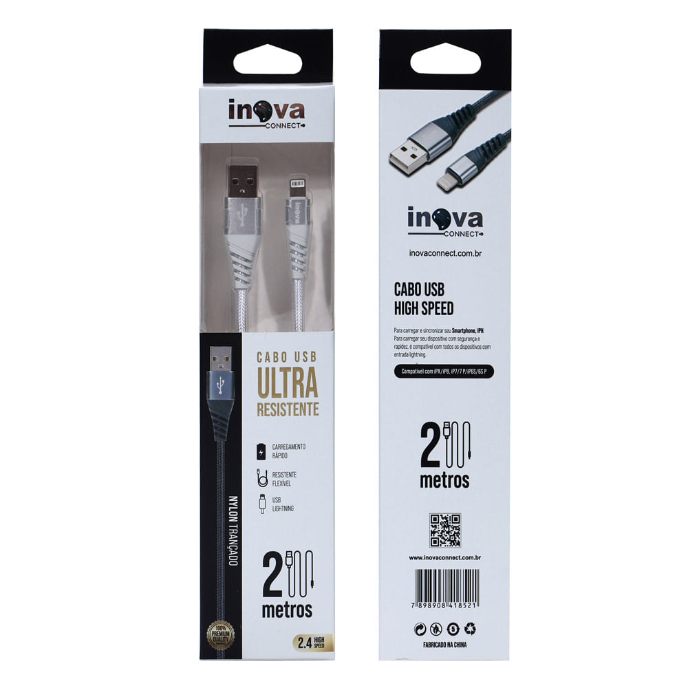 Cabo USB Ultra Resist Lightning Inova - 2M