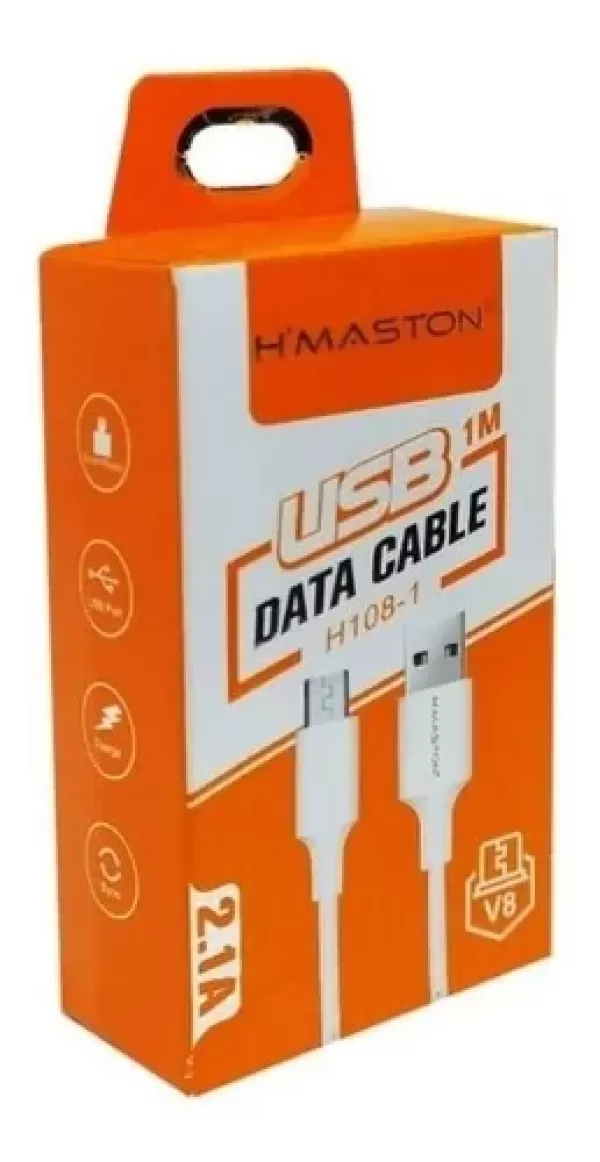 Cabo Usb Tipo V8 2.1a Com 1 Metro Hmaston H108-1