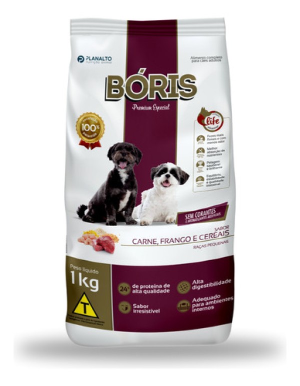 Ração Cão Adulto Premium Raça Peq. Carne Frango Cereais 1kg