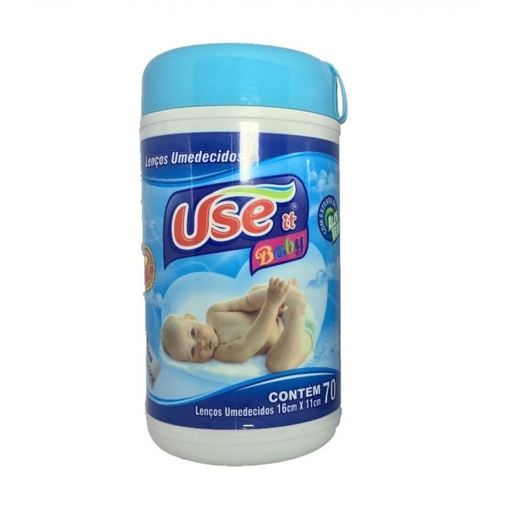 Lenço Umedecido Useit Pote Azul C/70