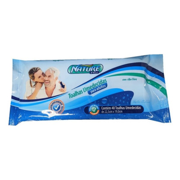 Toalha Umedecida Nature Adulto com 40 unidades