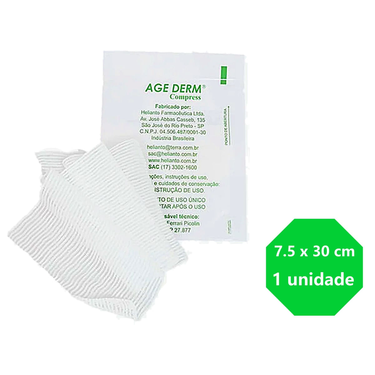 Curativo Não Aderente AGE Derm Compress 7,5X30cm - unidade