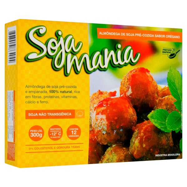 Encontraproduto.com.br - Almôndega de Soja Pré-Cozida Orégano Soja Mania Caixa 300 g com  12 Unidades