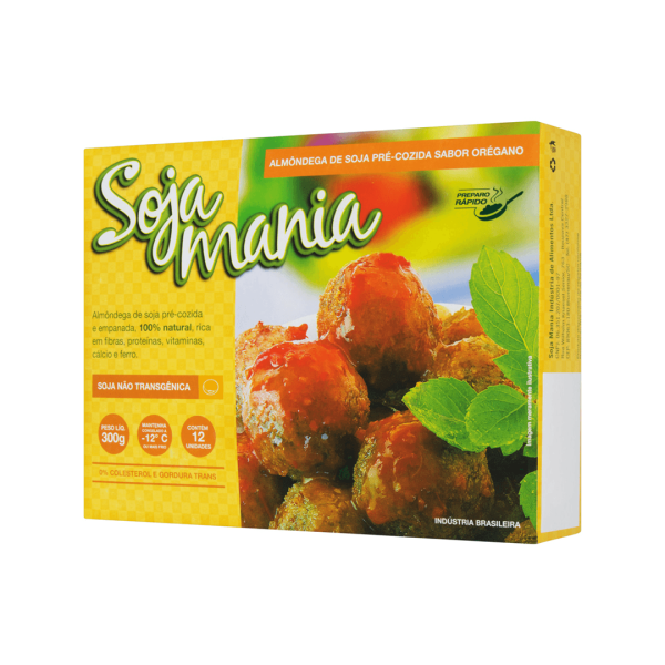Encontraproduto.com.br - Almôndega de Soja Pré-Cozida Orégano Soja Mania Caixa 300 g com  12 Unidades