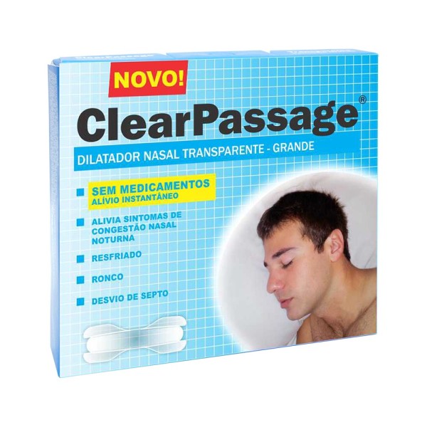 Dilatador Nasal ClearPassage Transparente Tamanho Grande com 9 Unidades