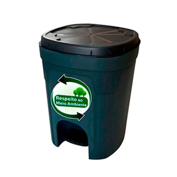 Lixeira Plastica Preta Antares Com Pedal 15l
