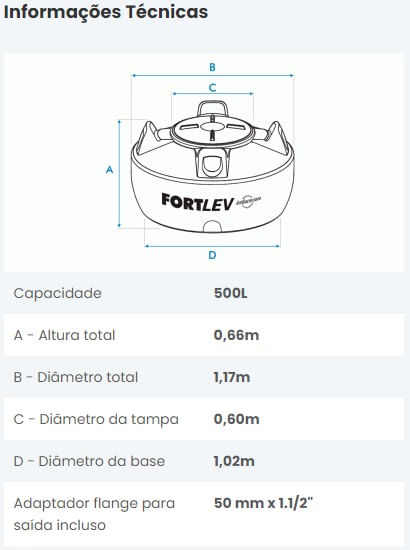 Encontraproduto.com.br - Tanque Tampa Roscável Bege Antibacteriano 500lt Fortlev