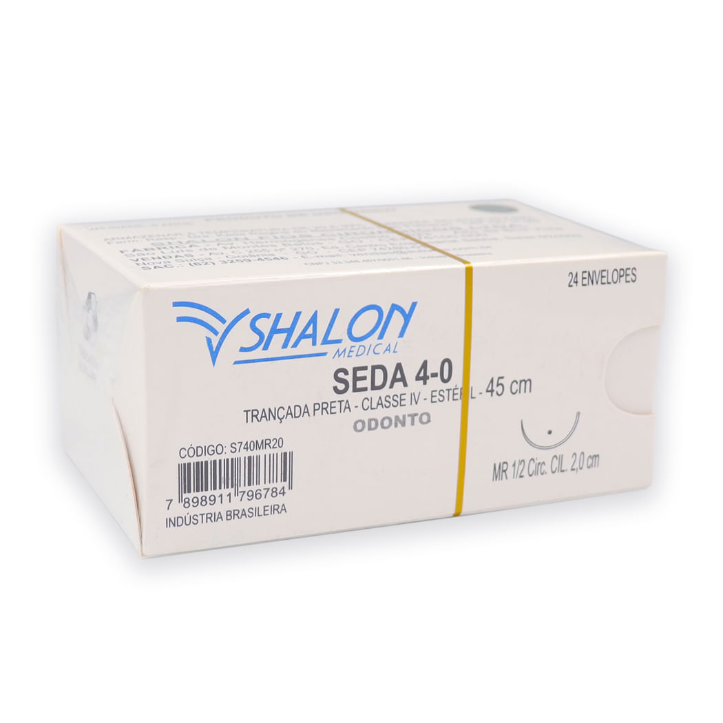 Encontraproduto.com.br - Fio de Sutura Seda Mr 4-0 com Agulha 2,0cm - Shalon