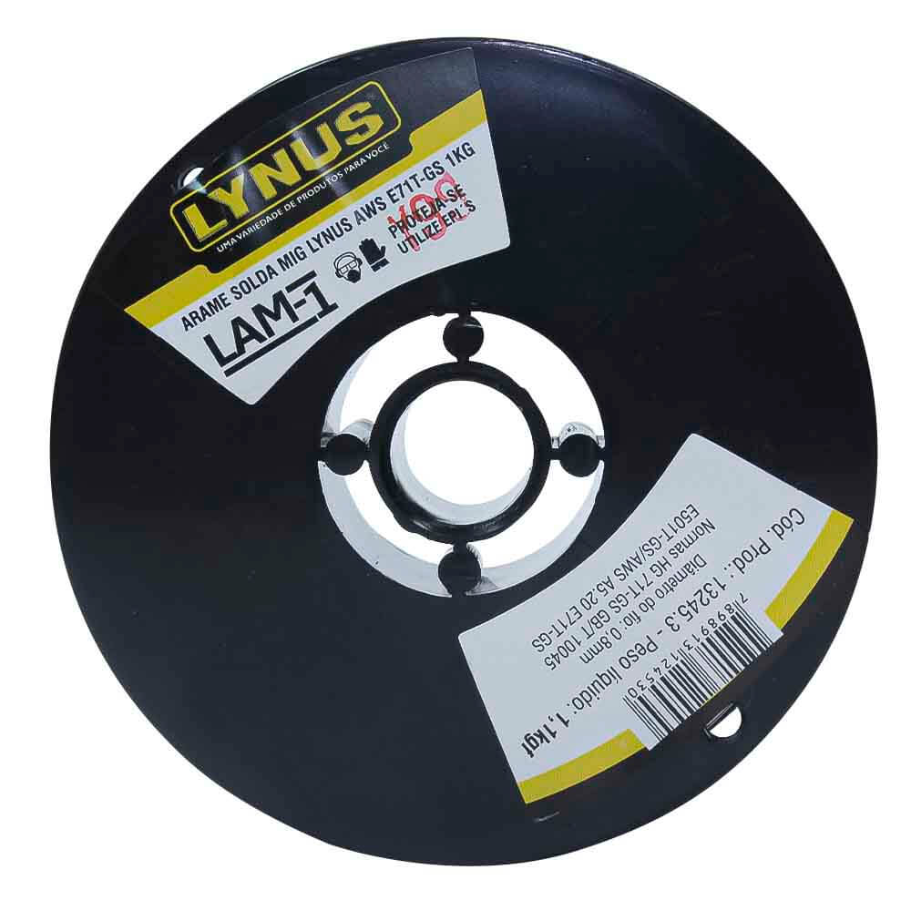 Encontraproduto.com.br - Arame de Solda MIG Sem Gás LAM-1 0,8mm 1KG AWS E71T-GS Lynus