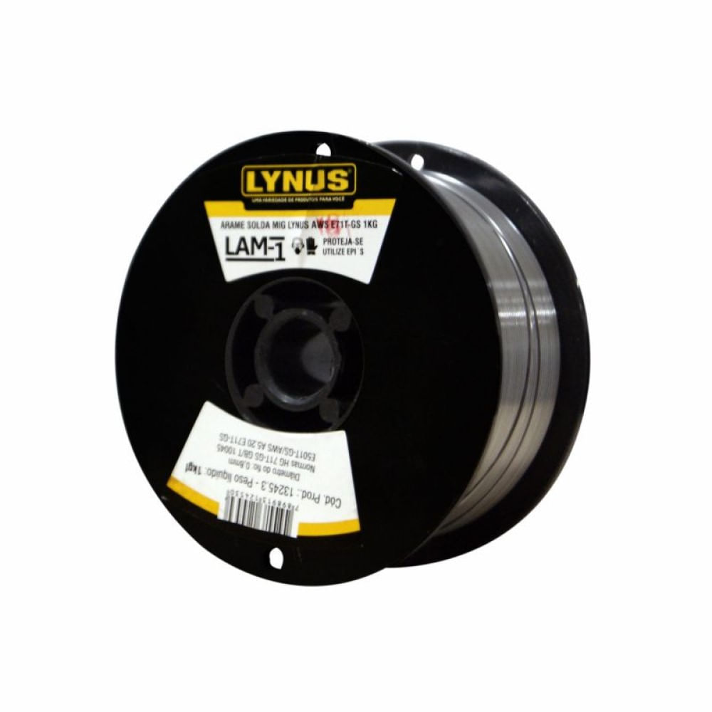 Encontraproduto.com.br - Arame de Solda MIG Sem Gás LAM-1 0,8mm 1KG AWS E71T-GS Lynus