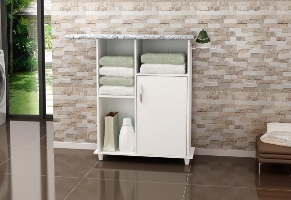 Encontraproduto.com.br - Tábua de Passar Roupa Florence 1 Porta Estrutura em MDP Notável - Branco