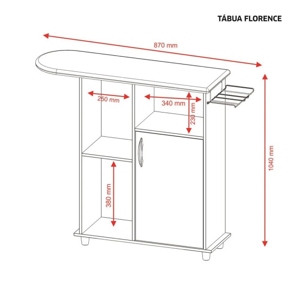 Encontraproduto.com.br - Tábua de Passar Roupa Florence 1 Porta Estrutura em MDP Notável - Branco