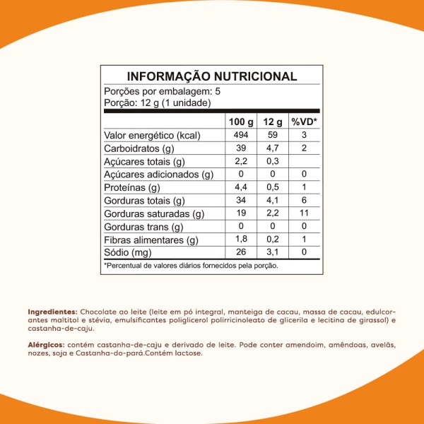 Encontraproduto.com.br - Kit Pouch Bombom com Pedaços Castanha de Caju Flormel Zero Açúcar 60G com 5 unidades
