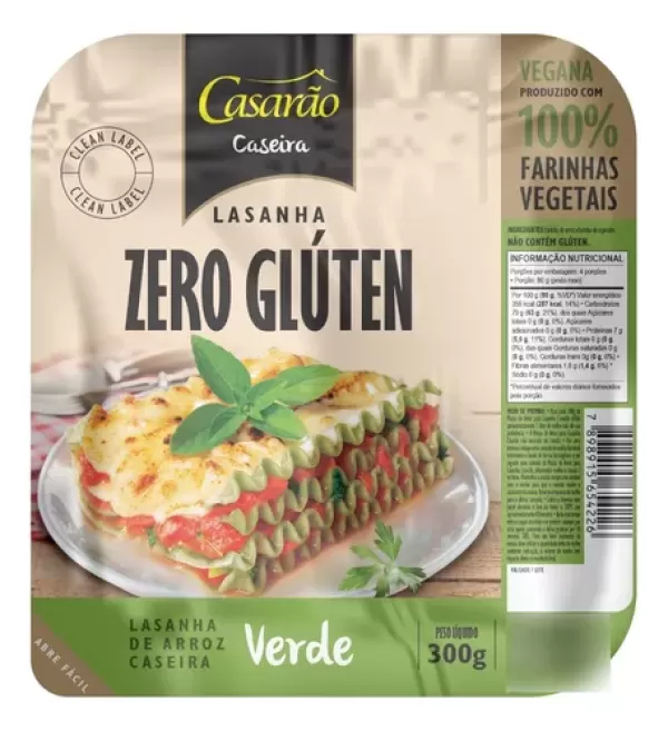 Encontraproduto.com.br - Massa Lasanha Vegana Verde Sem Glúten 300g Casarão