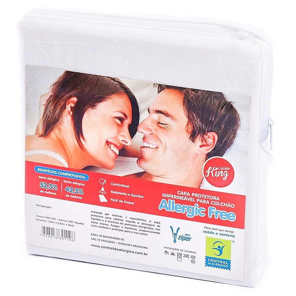Encontraproduto.com.br - Capa Protetora Colchão King 1,93mX2,03mX30cm Zíper - unidade