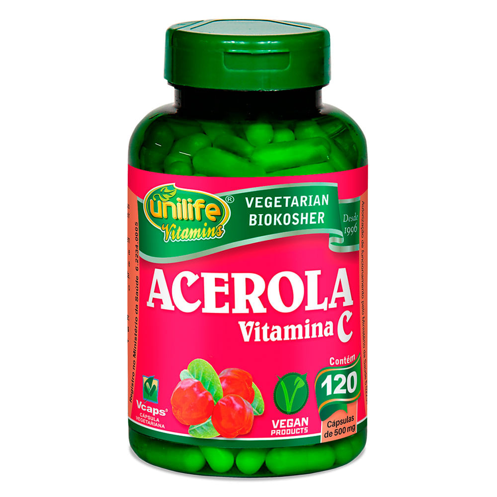 Acerola Vitamina C (500mg) 120 Cápsulas Vegetarianas - Unilife