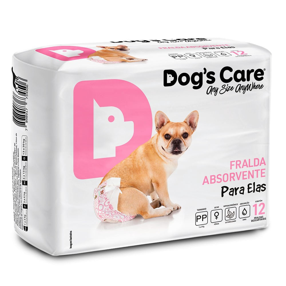 Encontraproduto.com.br - Fralda Higiênica Ecofralda Fêmea Dogs Care 12 unidades