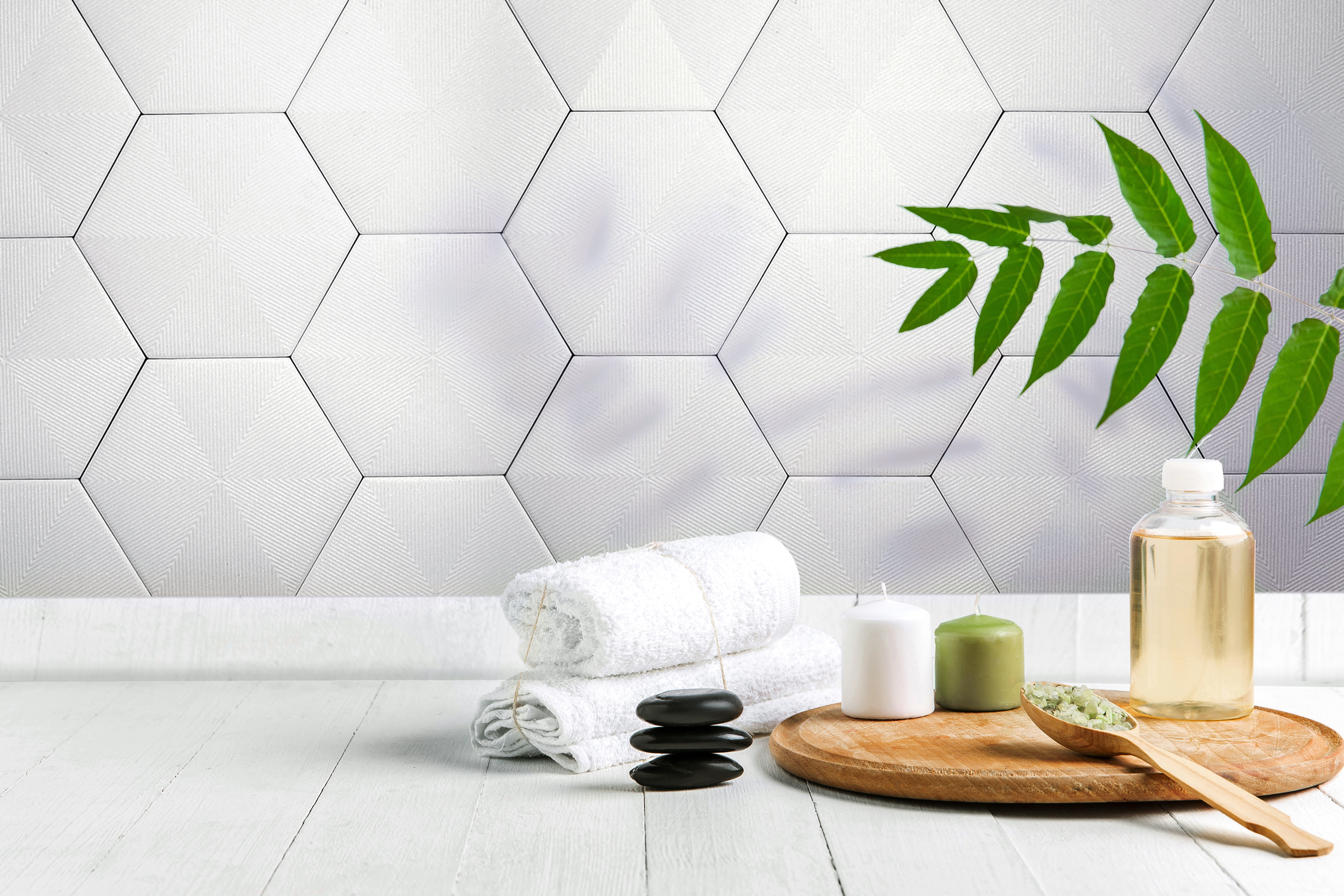Encontraproduto.com.br - Revestimento Fachada Hexagonal Connect White  Cx1,02