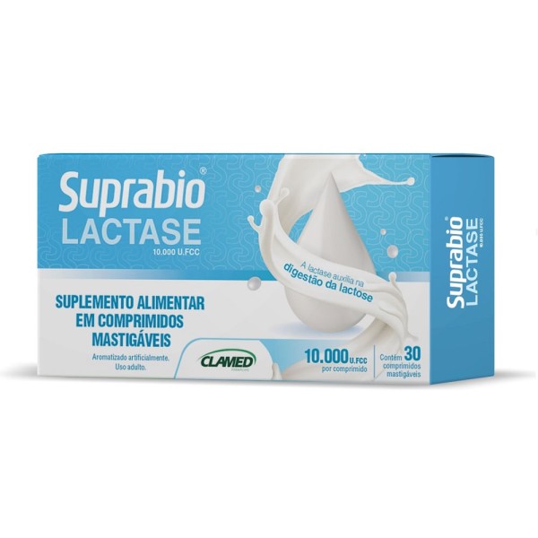 Encontraproduto.com.br - Suprabio Lactase 10.000 U.fcc Com 30 Comprimidos Mastigaveis Sabor  Baunilha