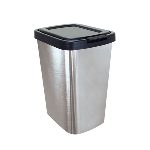 Encontraproduto.com.br - We Drop - Lixeira Cesto 9 Litros Com Tampa Click Label Cinza Inox