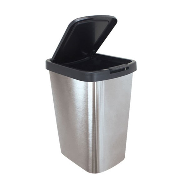 Encontraproduto.com.br - We Drop - Lixeira Cesto 9 Litros Com Tampa Click Label Cinza Inox