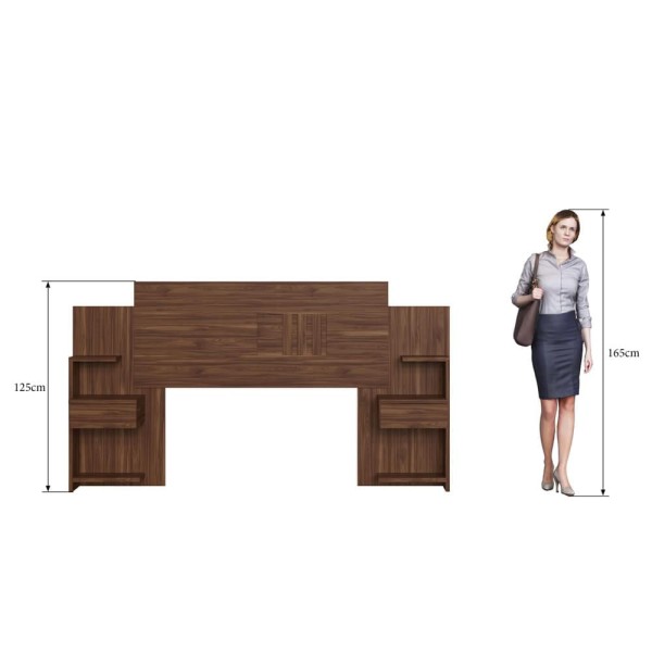 Encontraproduto.com.br - Cabeceira Casal Extensível Com 2 Mesas De Apoio Ônix Decibal - Wengue Wengue