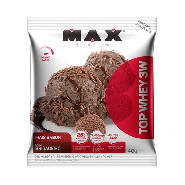 Encontraproduto.com.br - Suplemento Alimentar Top Whey 3w Max Titanium Brigadeiro 40g
