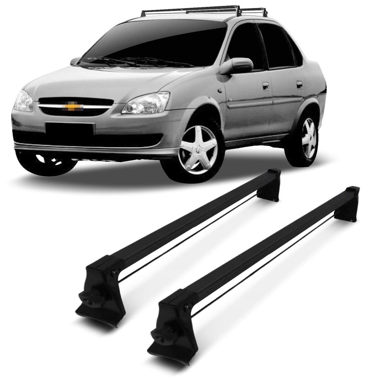 Rack de Teto Travessa Corsa Hatch 1994 a 2016 4 Portas Preto Com Fixação no Friso do Teto Rack de T