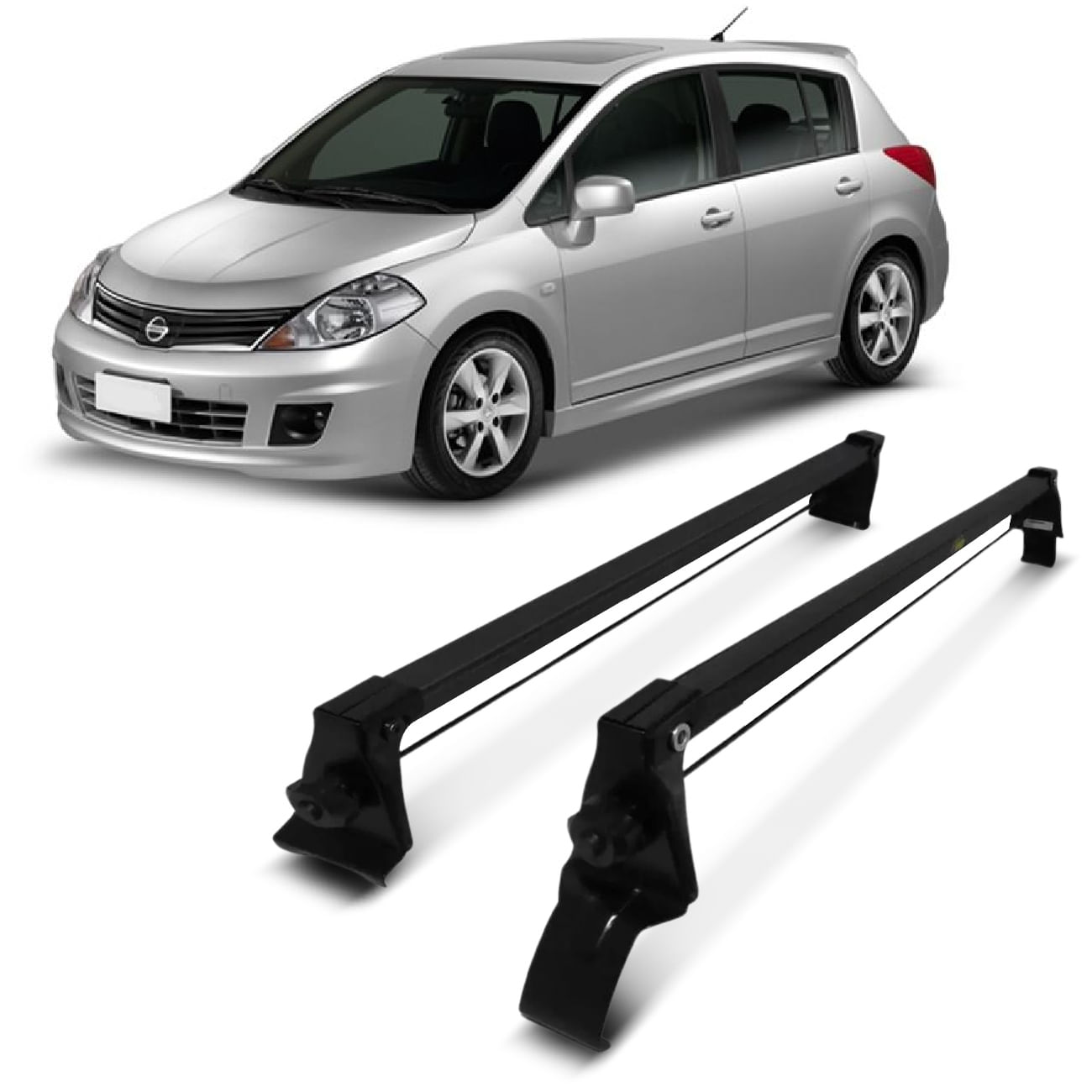 Rack de Teto Travessa Nissan Tiida 2010 a 2019 4 Portas Com Fixação na Porta