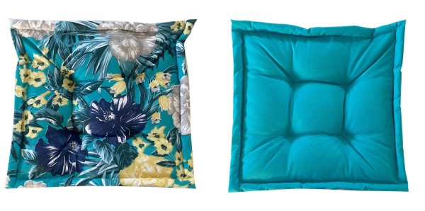 Encontraproduto.com.br - Almofada Futon Rd Com Bordas Verde Tiffan e Floral Cor 50X50cm