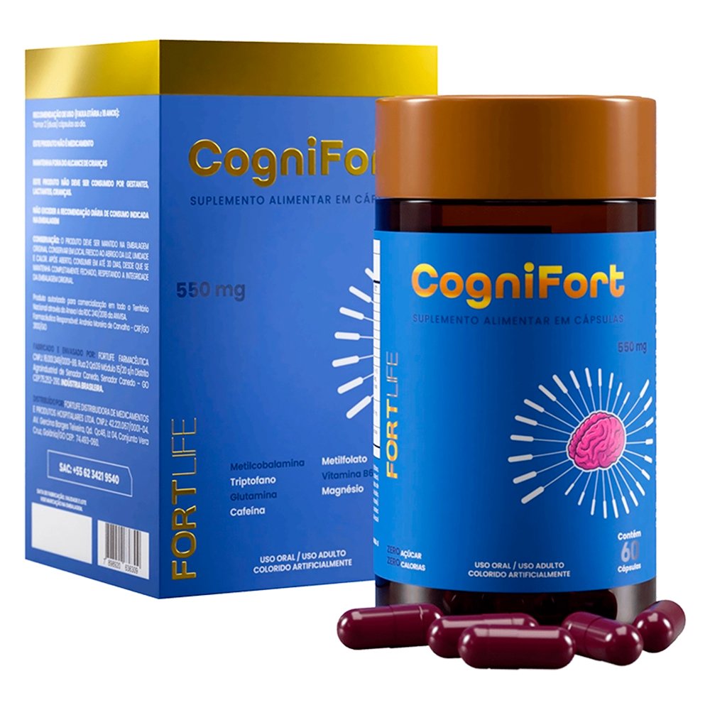 Encontraproduto.com.br - CogniFort 550mg 60 Cápsulas Clareza Mental Concentração e Memória Fortlife