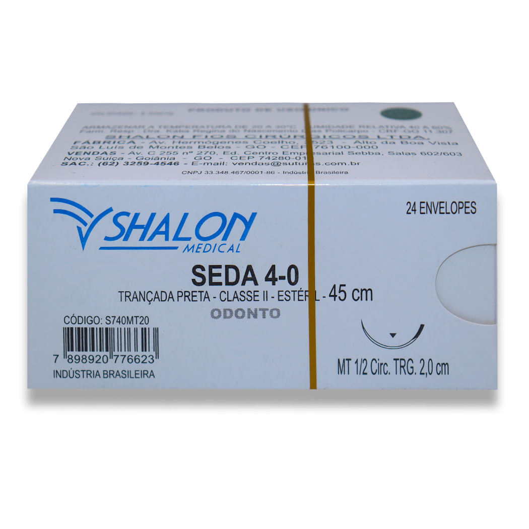 Encontraproduto.com.br - Fio de Sutura Seda 4-0 com Agulha 2cm 24Un - Shalon