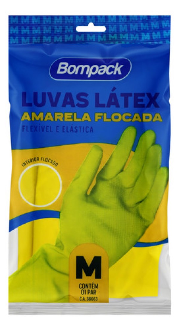 Bompack Luva Borracha Amarela M (Par)