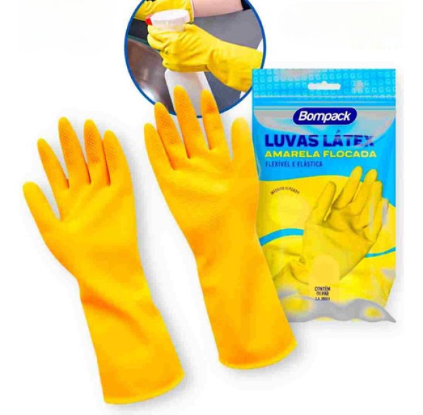 Bompack Luva Borracha Amarela G (Par)