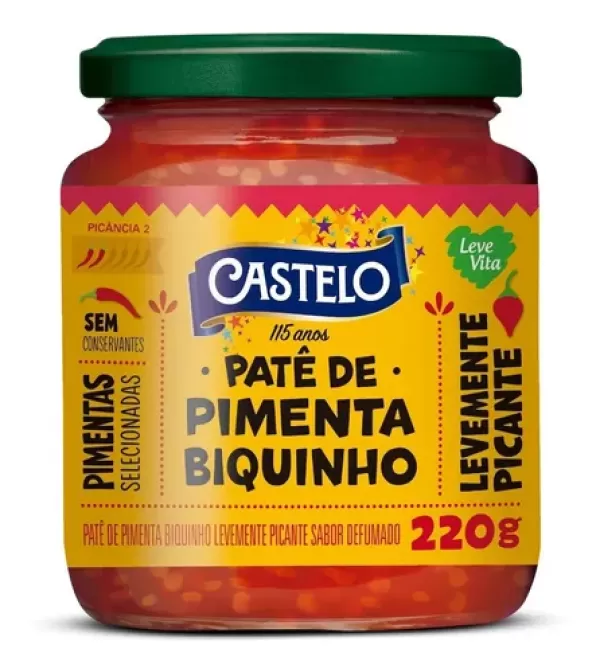 Encontraproduto.com.br - Patê Pimenta Biquinho Levemente Picante Sabor Defumado Castelo 250g