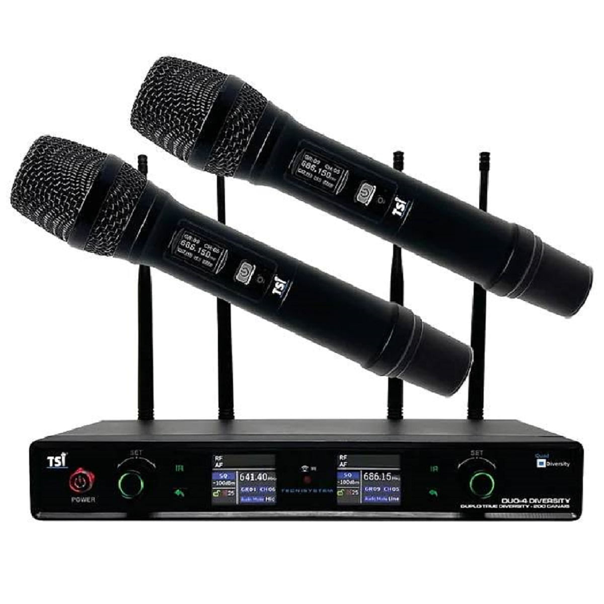 Microfone Sem Fio 200 Canais TSI DUO-4 DIVERSITY - TSI